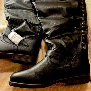 Brand New Black Calf-High Boots
